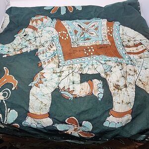 Homestead Batik Elephant Tapestry Twin Bedspread 100% Cotton 72" by 96" Boho